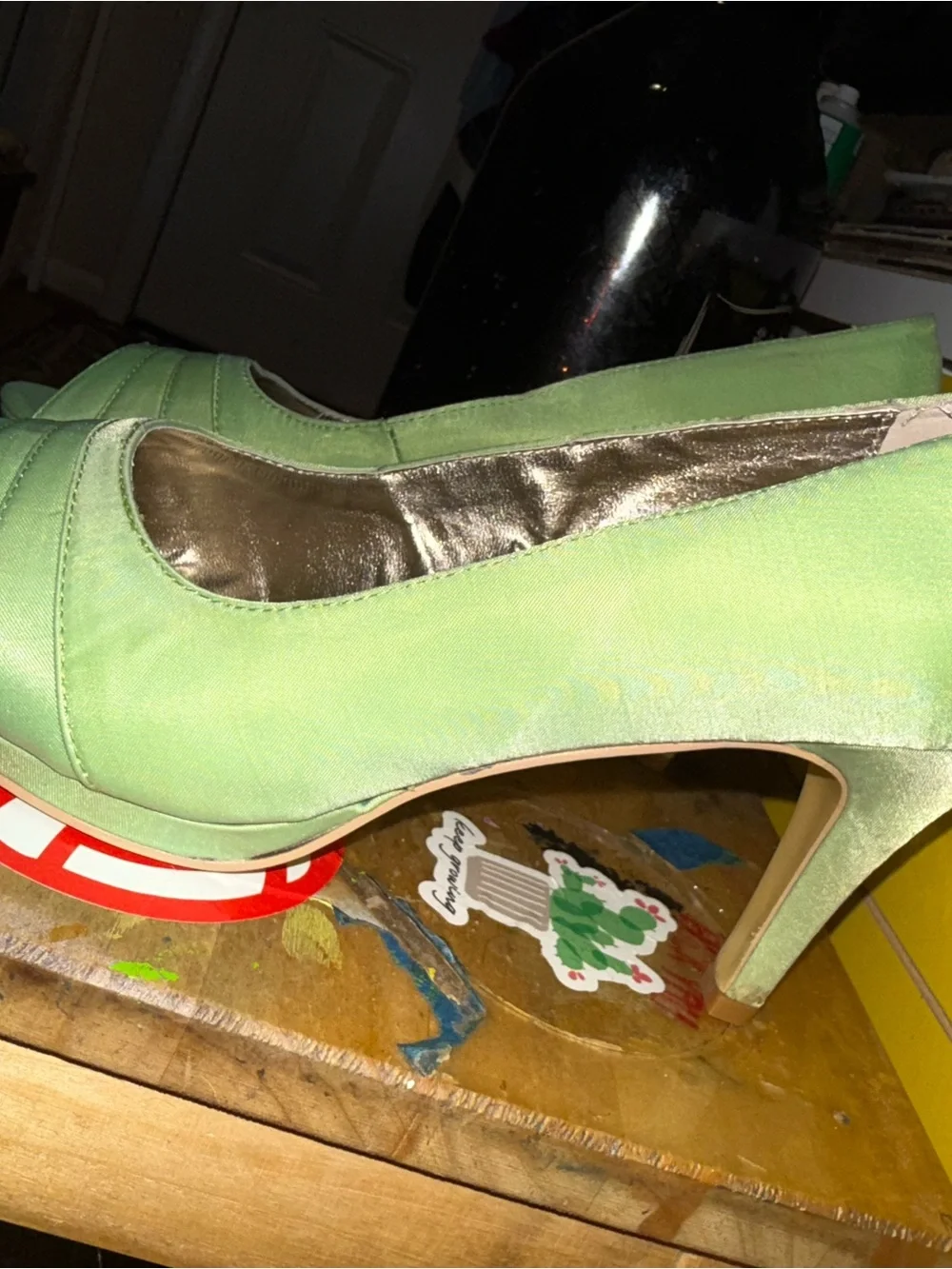 Ladies' Peep-Toe Heels in Light Green